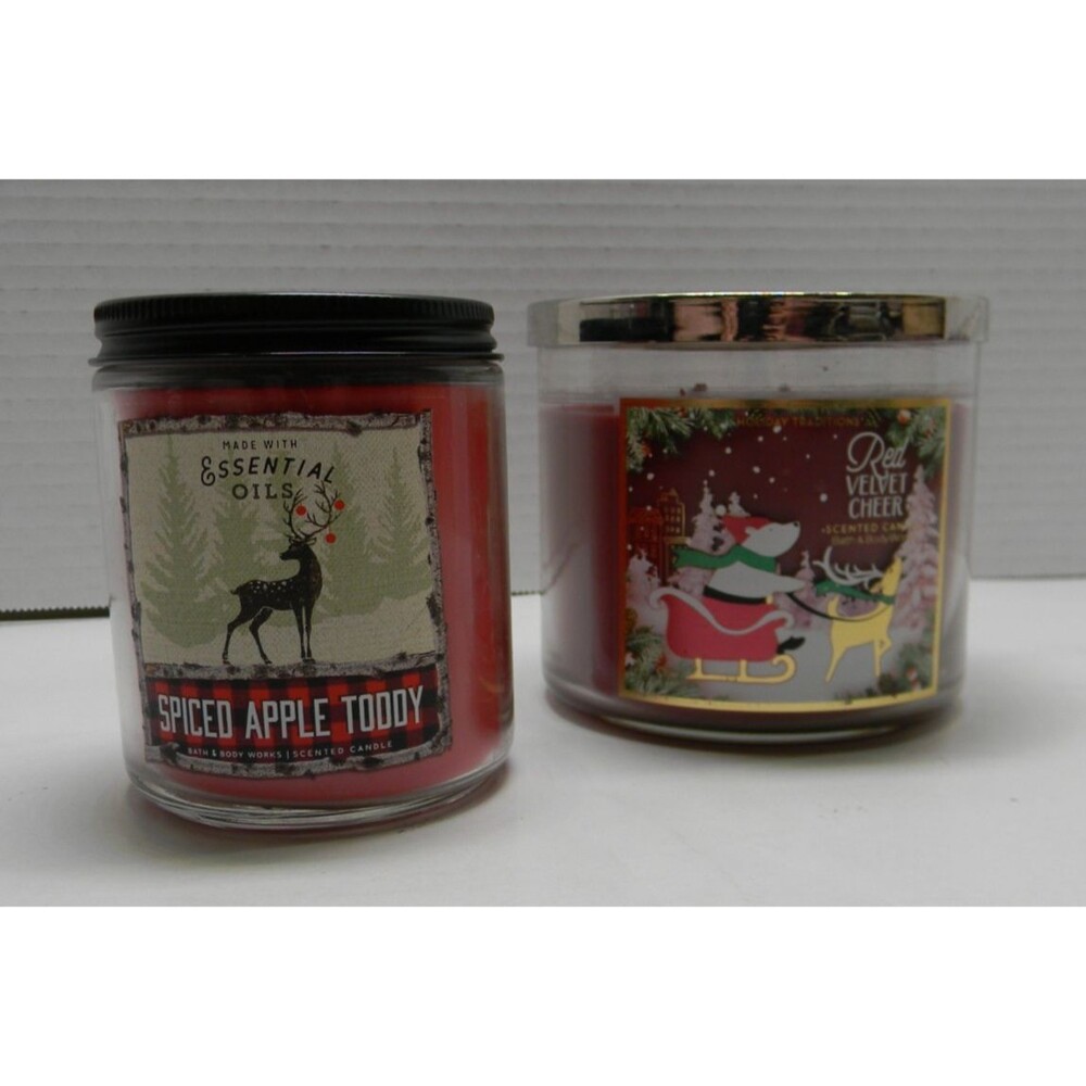 Bath & Body Works Candle Red Velvet Cheer Spiced Apple Toddy UNUSED